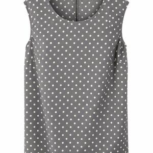 Merona Gray Polka Dot Sleeveless Blouse XL Back Keyhole